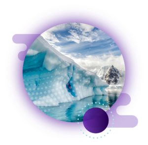 iceberg with dots, waves and circles